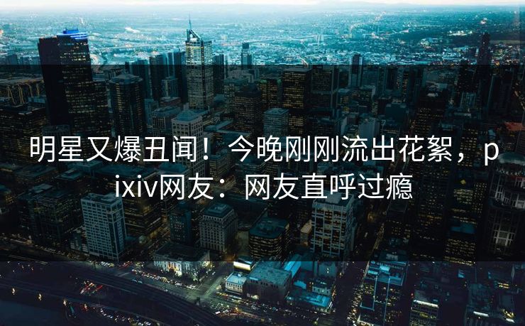 明星又爆丑闻！今晚刚刚流出花絮，pixiv网友：网友直呼过瘾