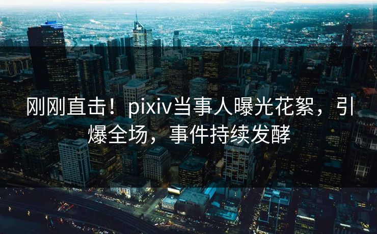 刚刚直击！pixiv当事人曝光花絮，引爆全场，事件持续发酵