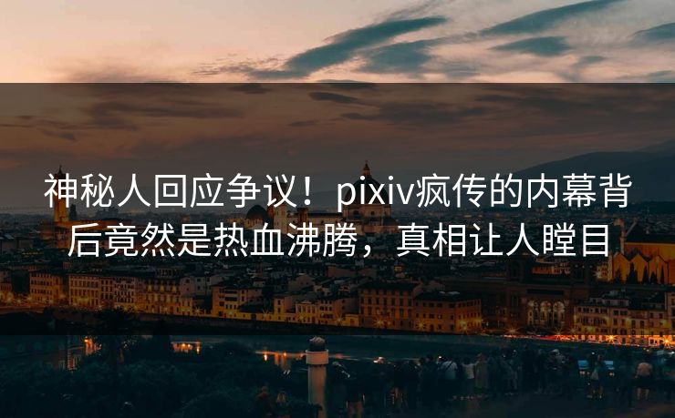 神秘人回应争议！pixiv疯传的内幕背后竟然是热血沸腾，真相让人瞠目