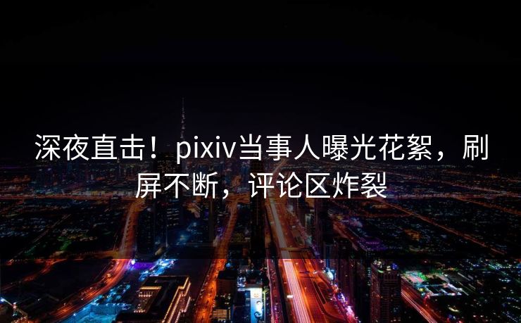 深夜直击！pixiv当事人曝光花絮，刷屏不断，评论区炸裂