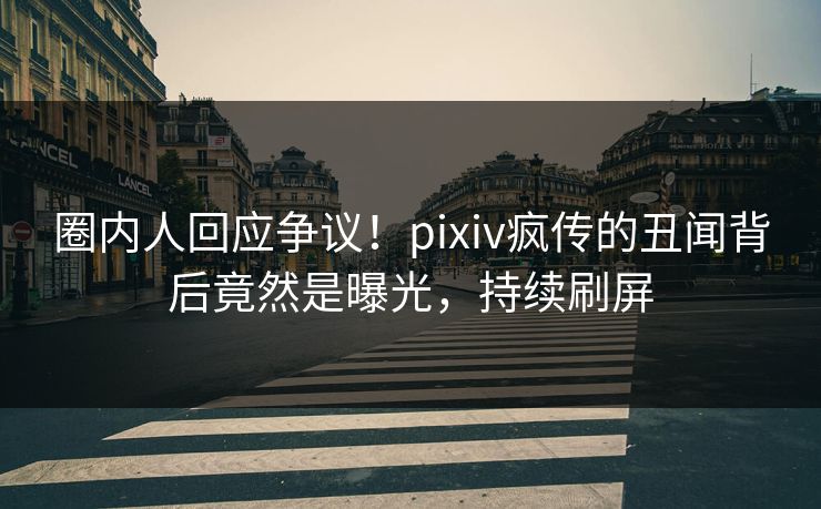 圈内人回应争议！pixiv疯传的丑闻背后竟然是曝光，持续刷屏