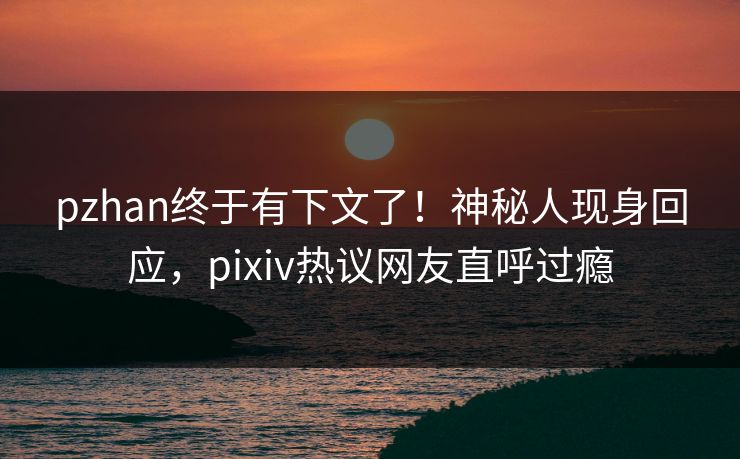 pzhan终于有下文了！神秘人现身回应，pixiv热议网友直呼过瘾