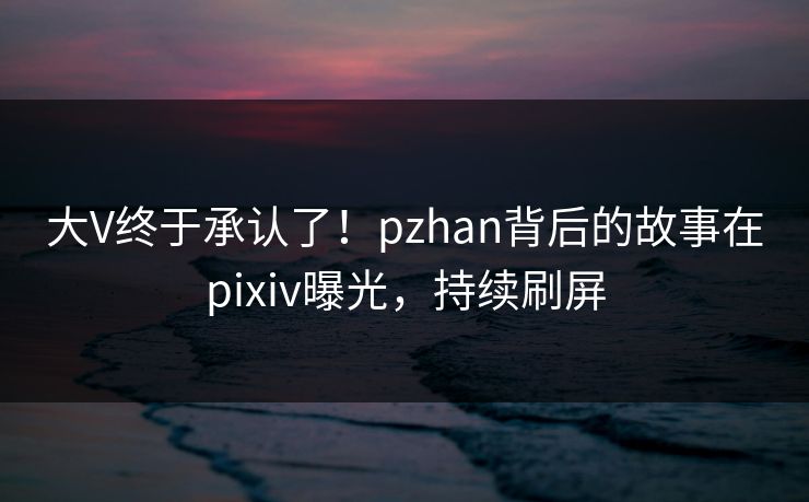 大V终于承认了！pzhan背后的故事在pixiv曝光，持续刷屏