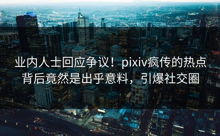 业内人士回应争议！pixiv疯传的热点背后竟然是出乎意料，引爆社交圈