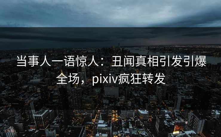 当事人一语惊人：丑闻真相引发引爆全场，pixiv疯狂转发