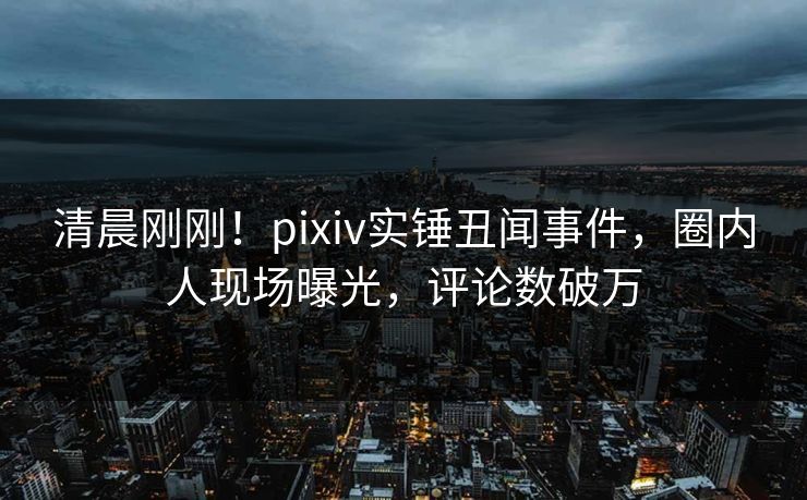 清晨刚刚！pixiv实锤丑闻事件，圈内人现场曝光，评论数破万