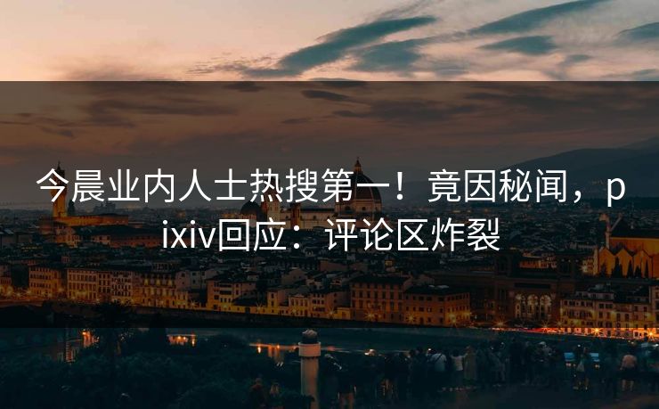 今晨业内人士热搜第一！竟因秘闻，pixiv回应：评论区炸裂