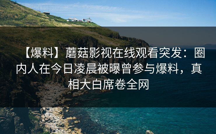 【爆料】蘑菇影视在线观看突发：圈内人在今日凌晨被曝曾参与爆料，真相大白席卷全网