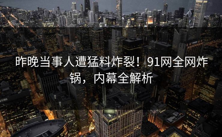 昨晚当事人遭猛料炸裂！91网全网炸锅，内幕全解析